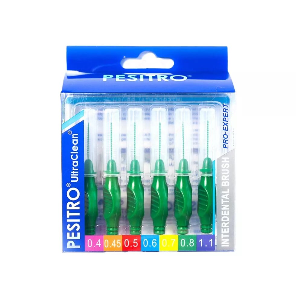 Набор межзубных ершиков PESITRO Ortho Standart, толщина 0,8 мм, с прорезиненной ручкой от компании Интернет-магазин "Польза" - фото 1