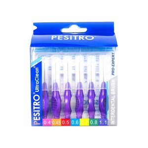 Набор межзубных ершиков PESITRO Ortho Standart, толщина 1,1 мм, с прорезиненной ручкой