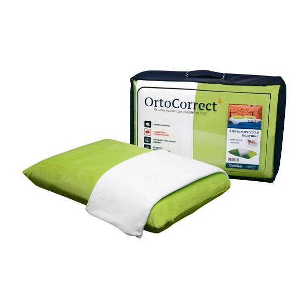 Подушка анатомическая OrtoCorrect Comfort с двумя наволочками от компании Интернет-магазин "Польза" - фото 1