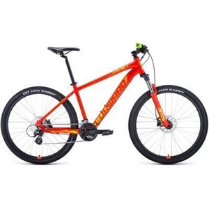 Горный велосипед (хардтейл) Велосипед FORWARD APACHE 27,5 X (27,5" 16 ск. рост 19"2020-2021, красный матовый/желтый,