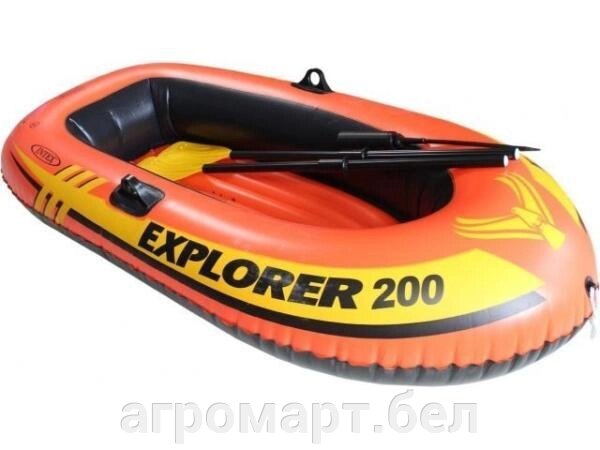 Надувная лодка двухместная Explorer 200, 185х94х41 см + весла пластик. 122 см, насос ручной, INTEX (от 6 лет) от компании ООО «Агромарт» - фото 1