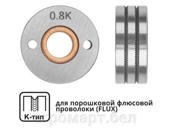 Ролик подающий ф 30/10 мм, шир. 12 мм, проволока ф 0,8-1,0 мм (K-тип) (для флюсовой (FLUX) проволоки) (SOLARIS) от компании ООО «Агромарт» - фото 1