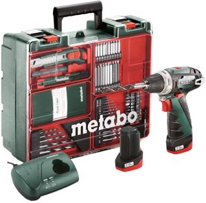 Дрель-шуруповерт Metabo PowerMaxx BS Basic Set 600080880 (с 2-мя АКБ, набор инструмента)