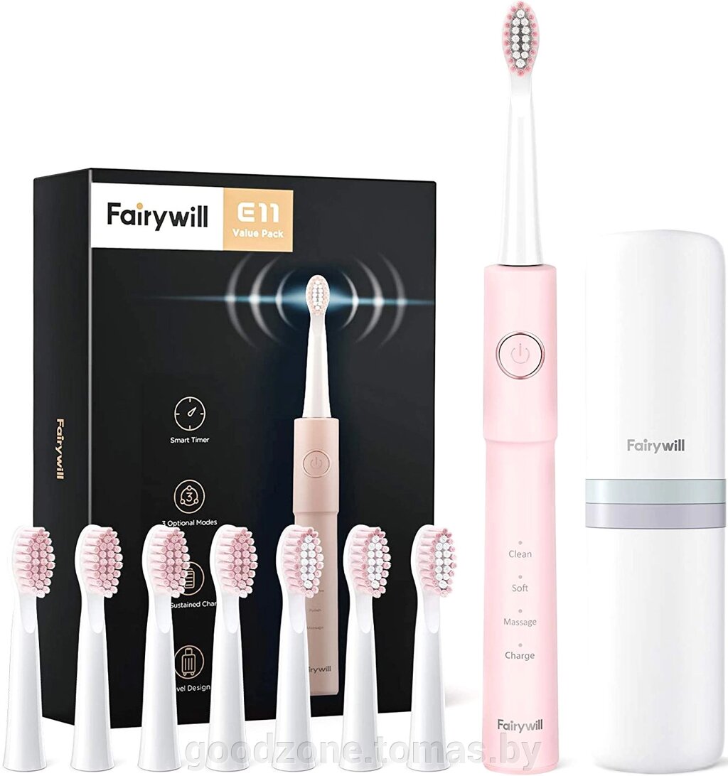 Электрическая зубная щетка Fairywill E11 (розовый, 8 насадок) от компании Интернет-магазин «Goodzone. by» - фото 1