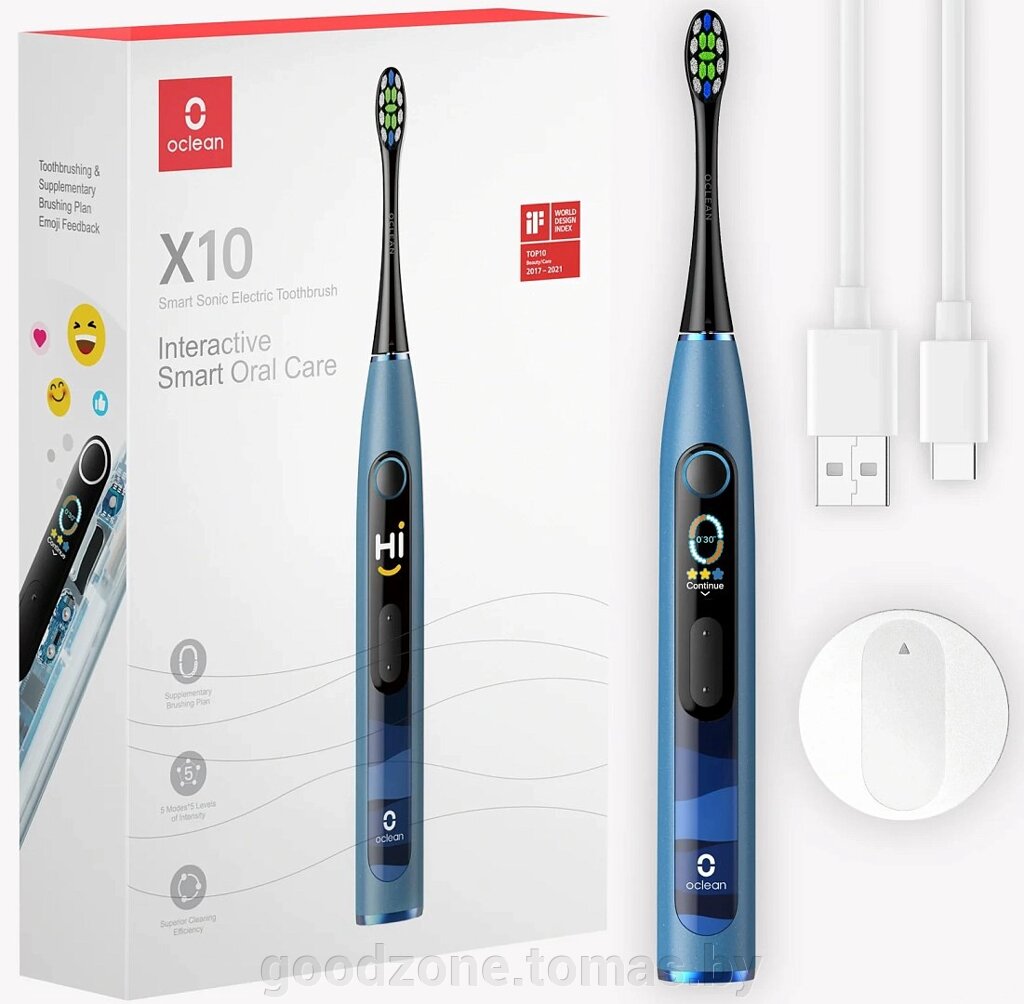 Электрическая зубная щетка Oclean X10 Smart Electric Toothbrush (синий) от компании Интернет-магазин «Goodzone. by» - фото 1