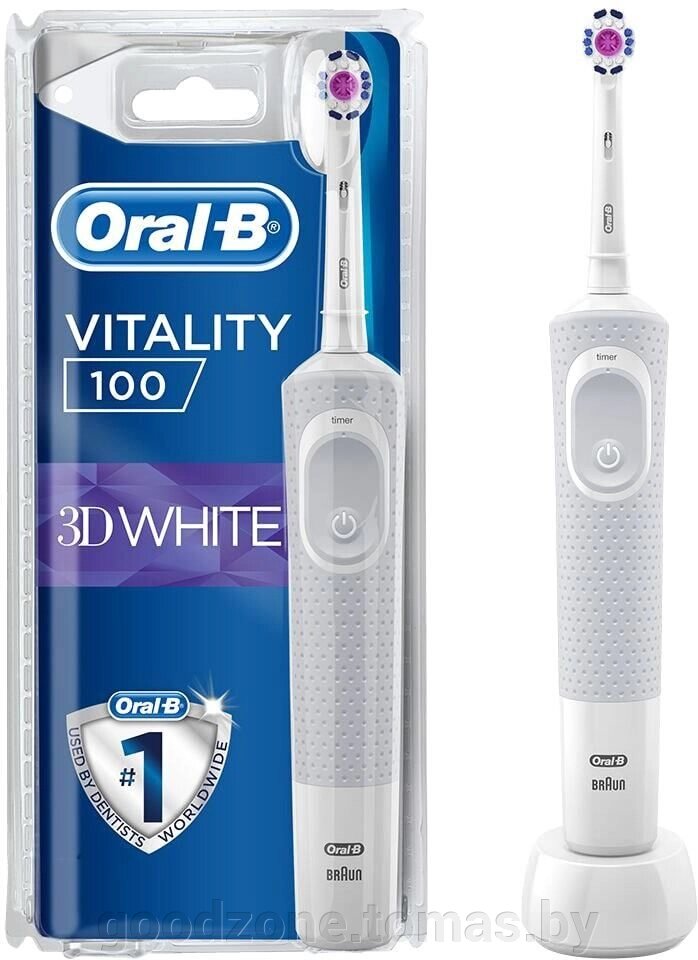Электрическая зубная щетка Oral-B Vitality 100 3D White D100.413.1 (белый) от компании Интернет-магазин «Goodzone. by» - фото 1