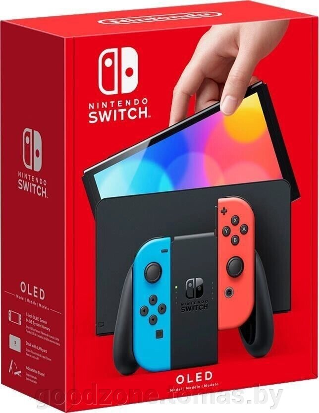 Игровая приставка Nintendo Switch OLED (черный, с неоновыми Joy-Con) от компании Интернет-магазин «Goodzone. by» - фото 1