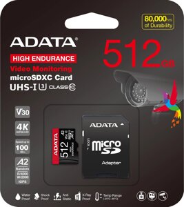 Карта памяти ADATA high endurance 512gb AUSDX512GUI3v30SHA2-RA1