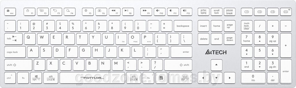 Клавиатура A4Tech Fstyler FBX50C (серебристый/белый) от компании Интернет-магазин «Goodzone. by» - фото 1