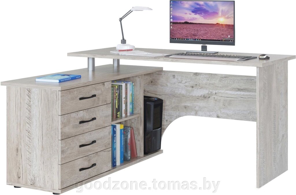 Компьютерный стол Сокол КСТ-109 левый (дуб юкон) от компании Интернет-магазин «Goodzone. by» - фото 1