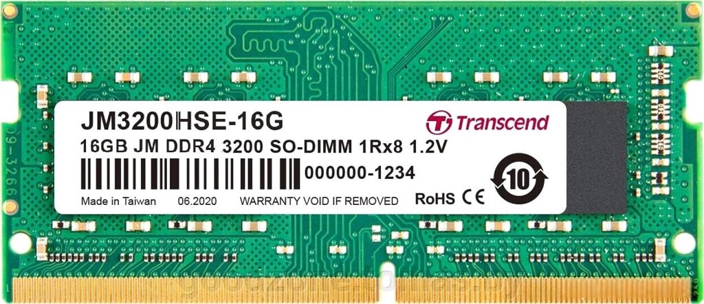Оперативная память Transcend JetRam 16GB DDR4 SODIMM PC4-25600 JM3200HSE-16G от компании Интернет-магазин «Goodzone. by» - фото 1