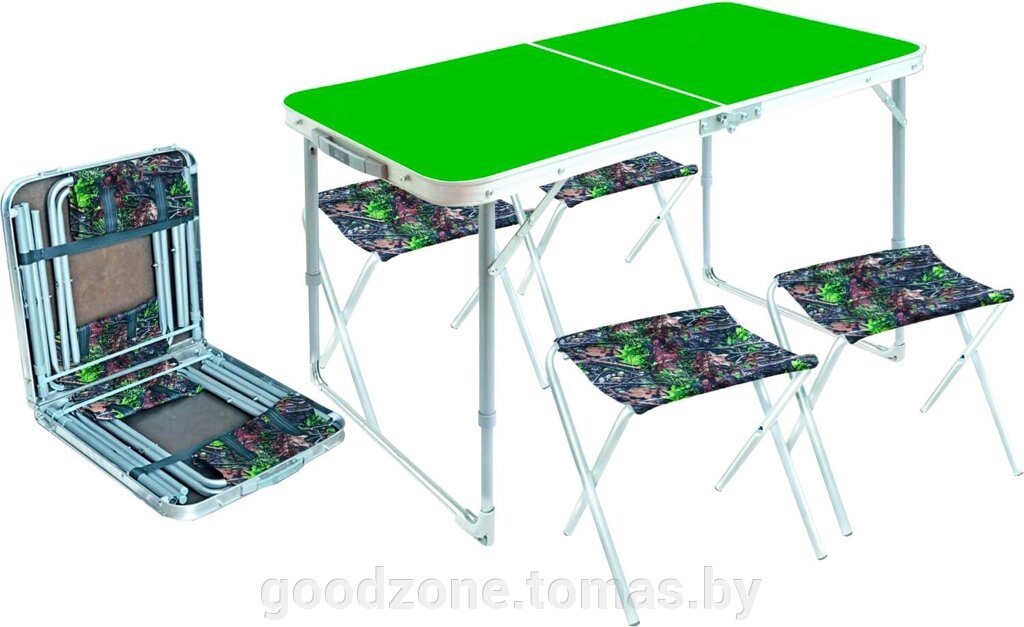 Стол со стульями Nika складной стол влагостойкий и 4 стула ССТ-К2/6 (зеленый/листья) от компании Интернет-магазин «Goodzone. by» - фото 1