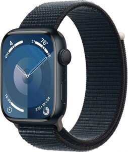 Умные часы Apple Watch Series 9 45 мм (алюминиевый корпус, полуночный/полуночный, нейлоновый ремешок)