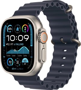 Умные часы Apple Watch Ultra 2 LTE 49 мм (титановый корпус, титановый/темно-синий, ремешок из эластомера)