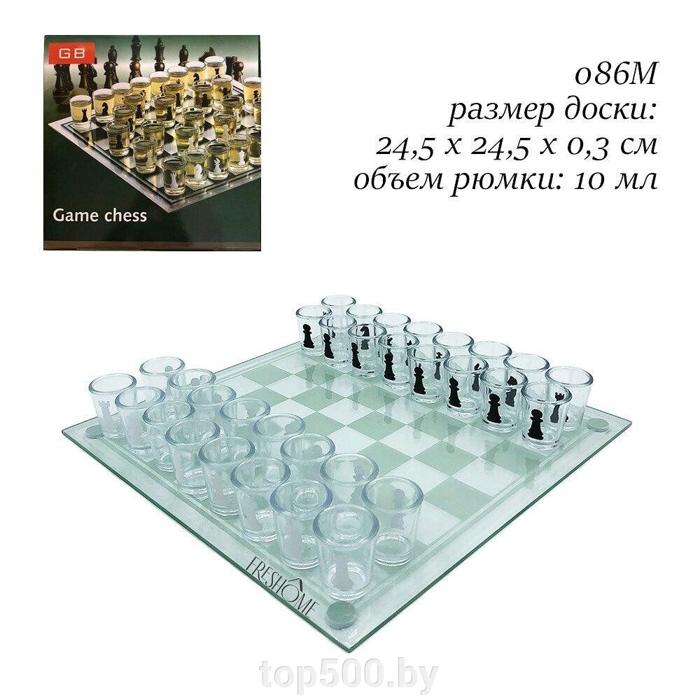 Алко Пьяные шахматы шашки со стеклянными рюмками 24,5см на 24,5см от компании TOP500 - фото 1