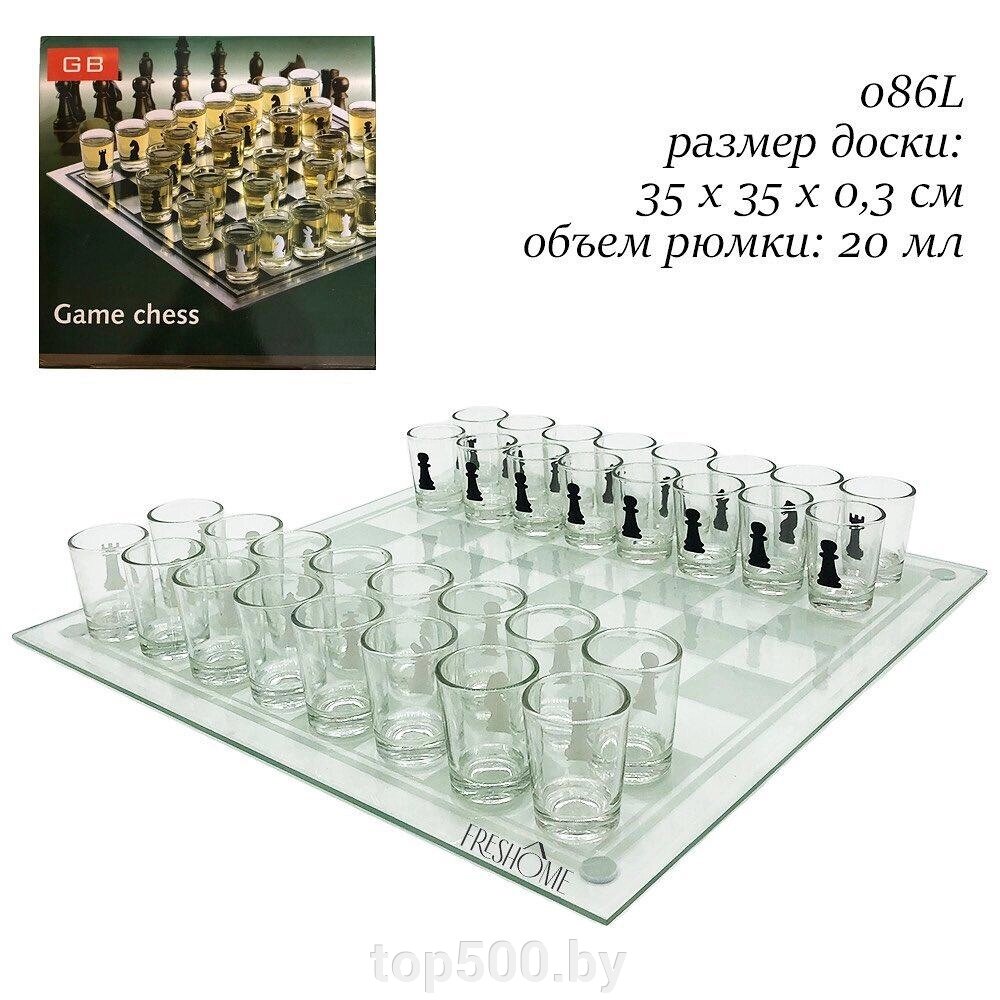Алко Пьяные шахматы шашки со стеклянными рюмками 35 см на 35 см от компании TOP500 - фото 1