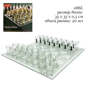 Алко Пьяные шахматы шашки со стеклянными рюмками 35 см на 35 см