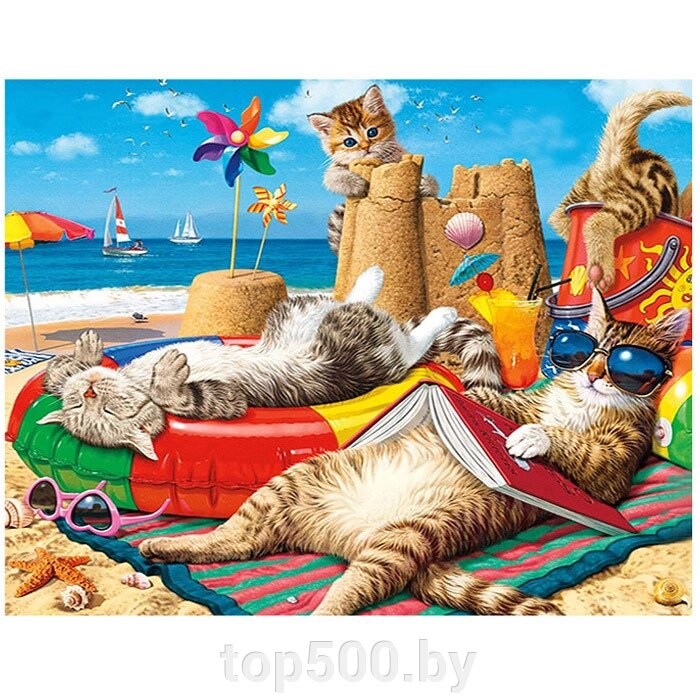 Алмазная живопись "Darvish" 40*50см "Коты на отдыхе" от компании TOP500 - фото 1