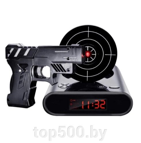 Будильник-мишень Gun Alarm Clock (цвета - хаки, черный, белый) от компании TOP500 - фото 1