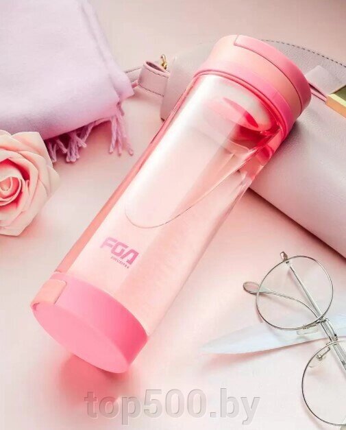 Банка-бутылка для воды FuGuang FS1093 с подставкой для смартфона 600 мл розовый от компании TOP500 - фото 1