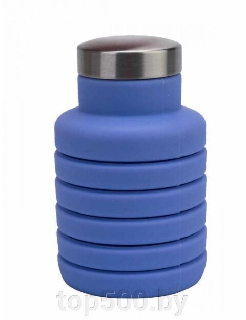 Бутылка для воды силиконовая складная с крышкой (500 мл) Фиолетовый от компании TOP500 - фото 1
