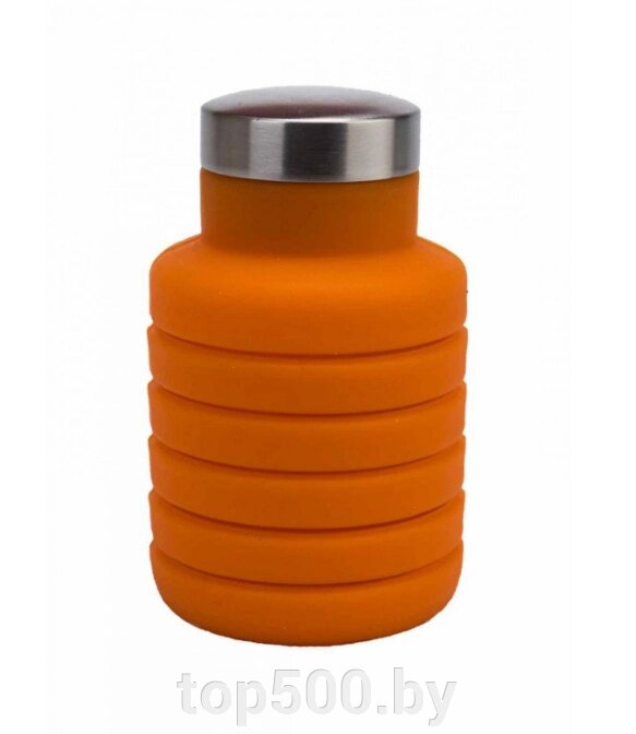 Бутылка для воды силиконовая складная с крышкой (500 мл) от компании TOP500 - фото 1