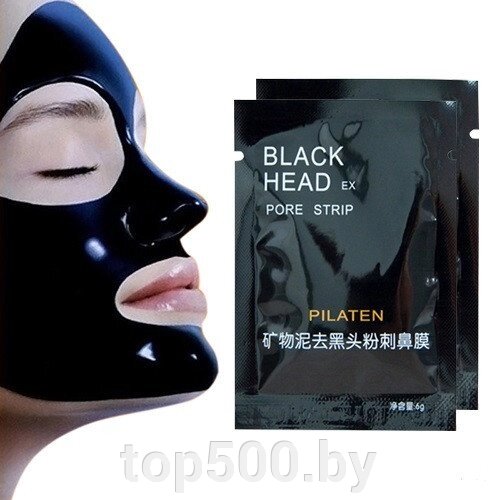 Черная маска BlackHeadPilaten от прыщей и черных точек от компании TOP500 - фото 1