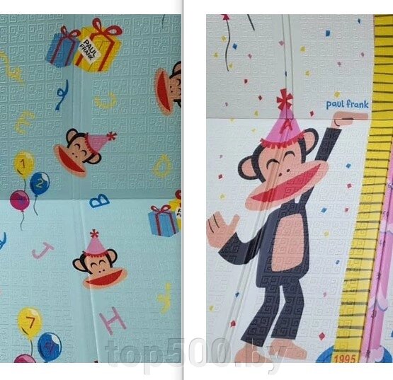 Детский термоковрик складной "Книжка"  двусторонний .(180 х 200 см ) + Сумочка Веселые обезьянки от компании TOP500 - фото 1