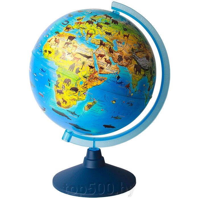 Глобус зоогеографический диаметр  25см на синей подставке от компании TOP500 - фото 1