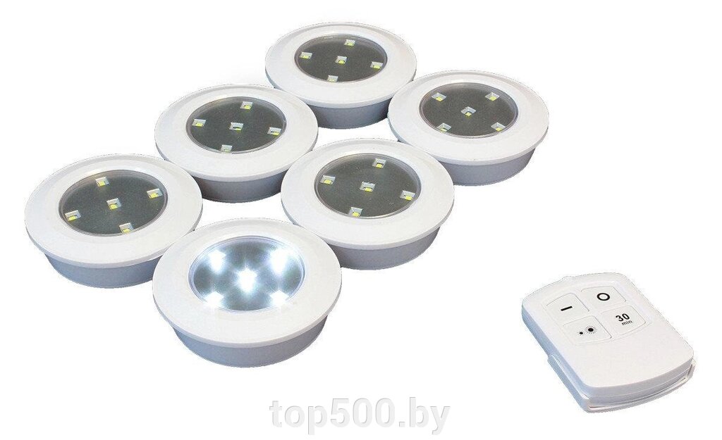 Комплект светодиодных светильников SiPL 90 мм. с пультом 6 шт. от компании TOP500 - фото 1