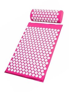 Массажный акупунктурный коврик + валик (набор) розовый