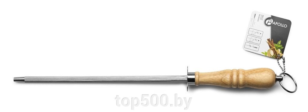 Мусат для правки ножей APOLLO "Woodstock" 25 см, нерж. сталь, дерево, арт. WDK-88 от компании TOP500 - фото 1