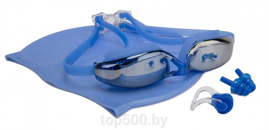 Набор для плавания: шапочка +очки+прищепка для носа+беруши для бассейна от компании TOP500 - фото 1