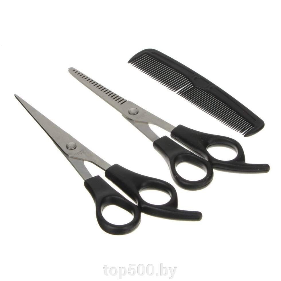 Набор: ножницы парикмахерские 2шт 17,7см + расческа 12,4см, металл, пластик от компании TOP500 - фото 1