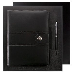 Набор подарочный ежедневник на кольцах А5 + ручка "Darvish"черн., корич., синий) черный