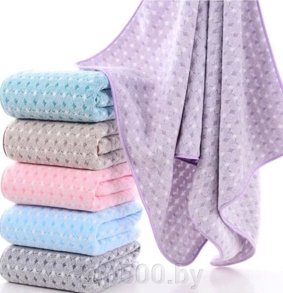 Набор полотенец банное и для лица в подарочком мешочке Фиолетовый от компании TOP500 - фото 1