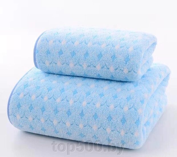 Набор полотенец банное и для лица в подарочком мешочке Голубой от компании TOP500 - фото 1