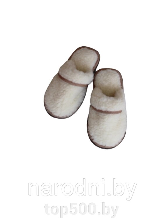 Обувь домашняя тапки (пантолеты) из натуральной овечьей шерсти 33-34, Белый от компании TOP500 - фото 1