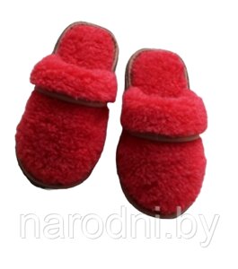 Обувь домашняя тапки (пантолеты) из натуральной овечьей шерсти 33-34, Коралловый