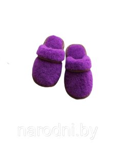 Обувь домашняя тапки (пантолеты) из натуральной овечьей шерсти 41-42, Фиолетовый
