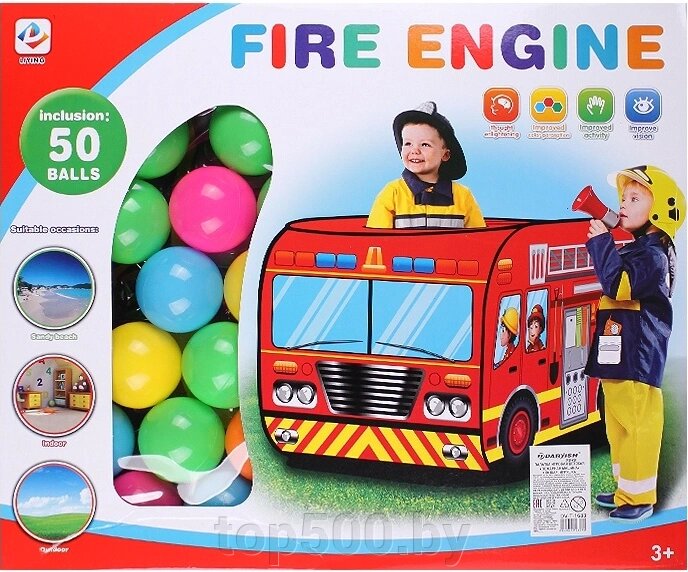 Палатка игровая детская "Пожарная машина" (50 шаров) от компании TOP500 - фото 1
