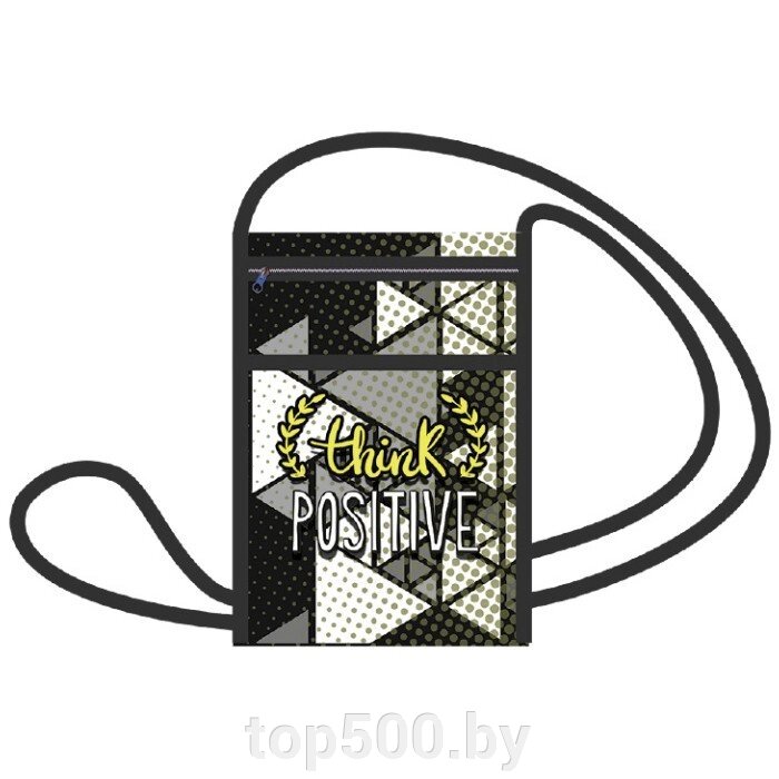 Пенал-косметичка на молнии с карманом Серые треугольники от компании TOP500 - фото 1
