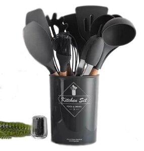 Набор силиконовых кухонных принадлежностей на подставке 12 предметов Kitchen Utensils