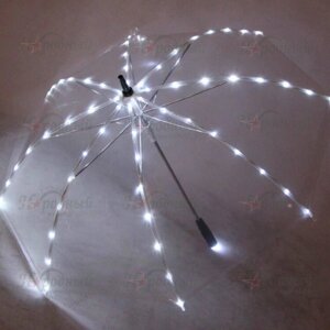 Прозрачный зонтик с подсветкой и фонариком (+чехол)