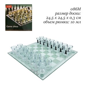 Алко Пьяные шахматы шашки со стеклянными рюмками 24,5см на 24,5см