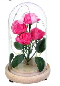 Светильник–цветочная композиция Букет роз в колбе (15 см) Розовый