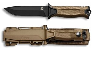 Нож Gerber Unisex G1059 Strongarm с фиксированным лезвием и ножнами в комплекте, олива / коричневый, 24 см