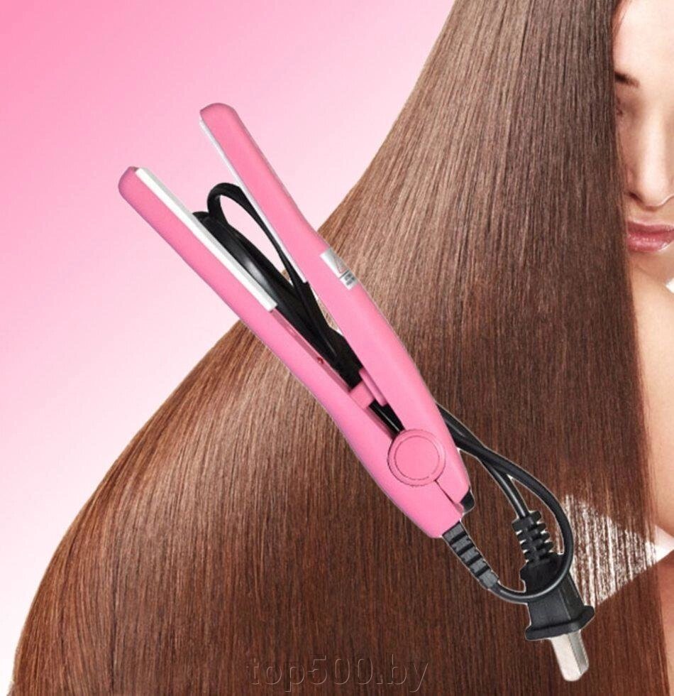 Профессиональный мини выпрямитель для волос Утюг розовый Керамика - скидка