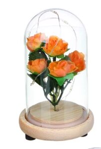 Светильник–цветочная композиция Букет роз в колбе (15 см) Оранжевый