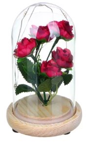 Светильник–цветочная композиция Букет роз в колбе (15 см) Алый
